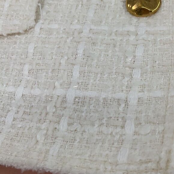 Zara Cream Notched Lapel Collar Single Breasted Tweed Textured Blazer Size XS - Picture 8 of 9